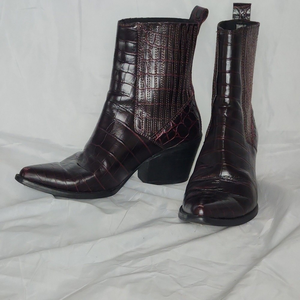 ZARA WOMAN crocodile Print Cowboy‎ western dressy ankle Boots (Booties) 36
